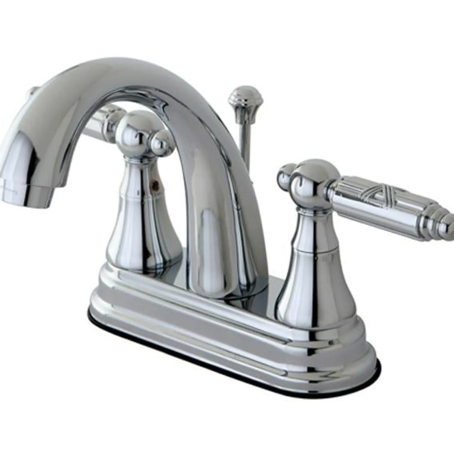 Discount Georgian Two Handle 4" Centerset Lavatory Faucet with Brass Pop-up 4" Center Set