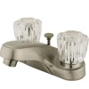 Outlet GKB168B Water Saving Americana Centerset Lavatory Faucet with Acrylic Handles and Brass Pop-up in Satin Nickel 4" Center Set