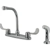Outlet GKB762SP Water Saving Vista Centerset Kitchen Faucet with Blade Handles and Side Sprayer in Chrome Faucets With Side Spray