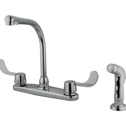 Outlet GKB762SP Water Saving Vista Centerset Kitchen Faucet with Blade Handles and Side Sprayer in Chrome Faucets With Side Spray