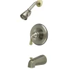 Outlet GKB1639 Water Saving Magellan Tub and Shower Faucet Combination with 1.5GPM Shower Head and Lever Handle in Satin Nickel with Polished Brass Trim Tub & Shower Sets