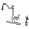 Sale Gourmetier American Classic Deck Mount Single-Handle Kitchen Faucet with Brass Sprayer Faucets With Side Spray