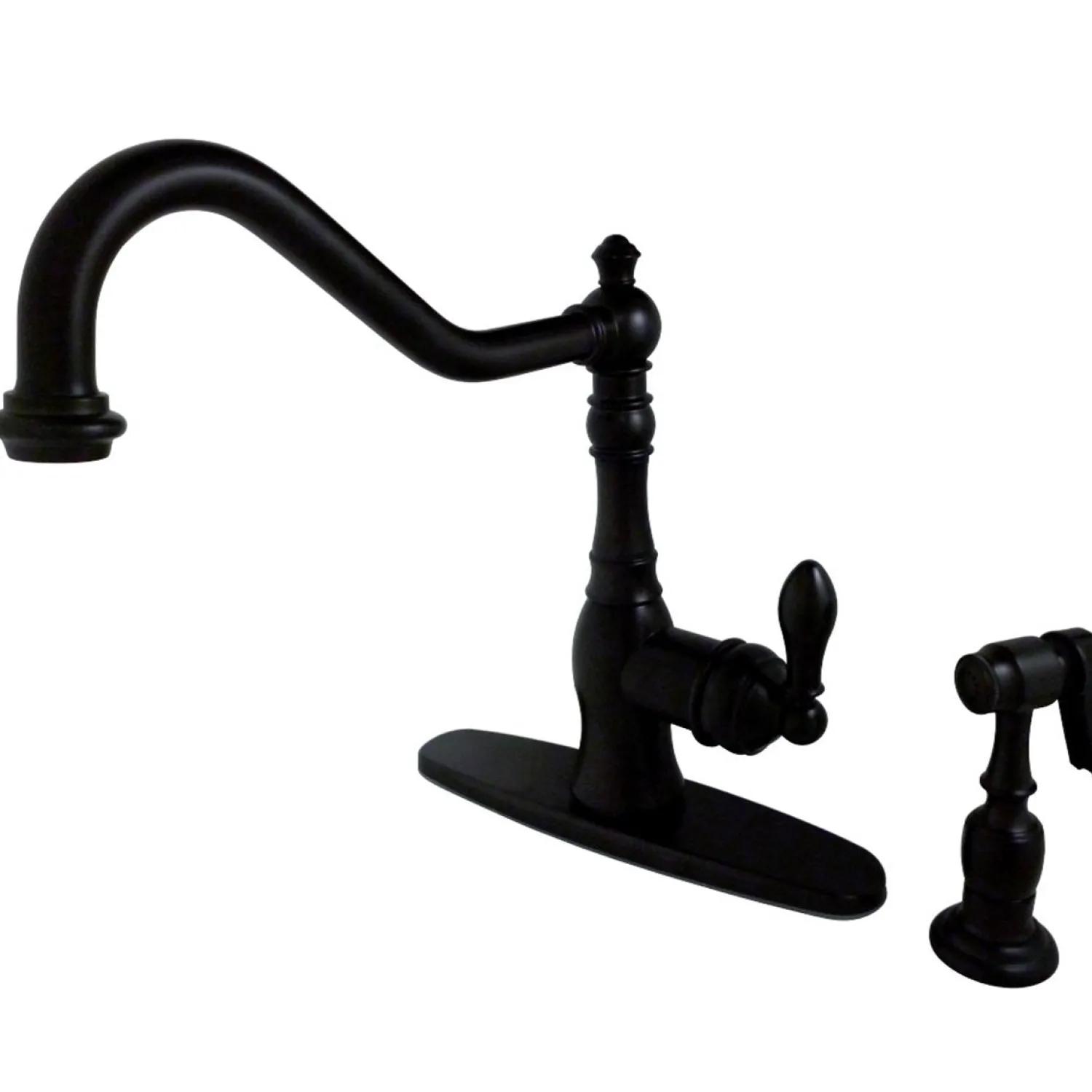 Sale Gourmetier American Classic Deck Mount Single-Handle Kitchen Faucet with Brass Sprayer Faucets With Side Spray