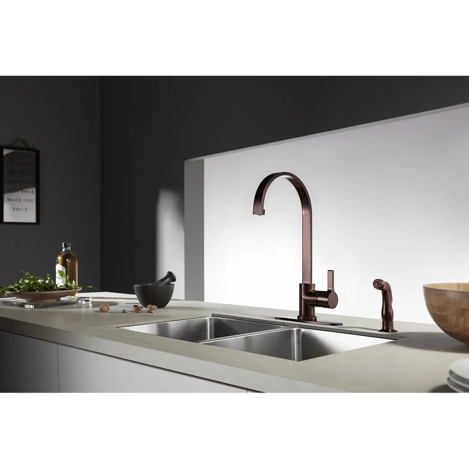 New Gourmetier Continental Single-Handle Kitchen Faucet with Side Sprayer Faucets With Side Spray