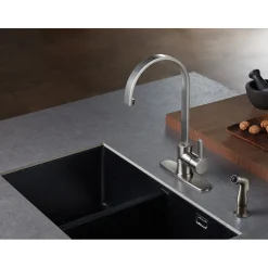 New Gourmetier Continental Single-Handle Kitchen Faucet with Side Sprayer Faucets With Side Spray