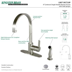 New Gourmetier Continental Single-Handle Kitchen Faucet with Side Sprayer Faucets With Side Spray