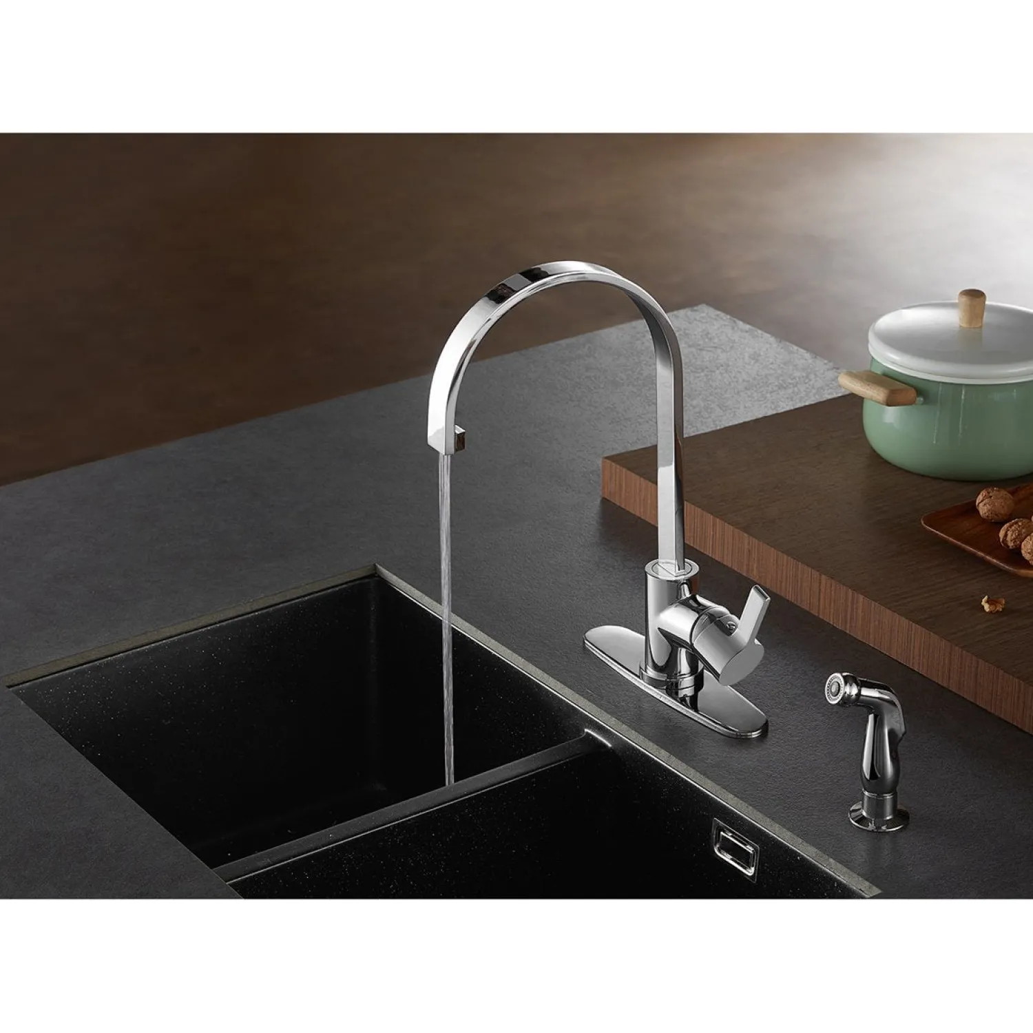 New Gourmetier Continental Single-Handle Kitchen Faucet with Side Sprayer Faucets With Side Spray