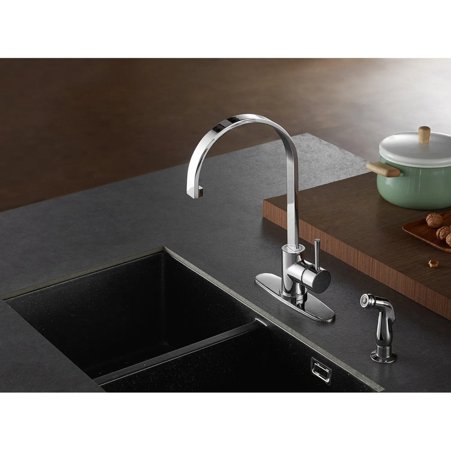 New Gourmetier Continental Single-Handle Kitchen Faucet with Side Sprayer Faucets With Side Spray