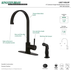 Clearance Gourmetier Concord Single-Handle Kitchen Faucet with Side Sprayer Faucets With Side Spray
