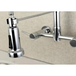Online Gourmetier Concord 2-Handle Wall Mount Pull-Down Kitchen Faucet Wall Mounted Kitchen Faucets