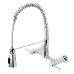 Hot Gourmetier Concord 2-Handle 2-Hole Wall Mount Pull-Down Kitchen Faucet Wall Mounted Kitchen Faucets
