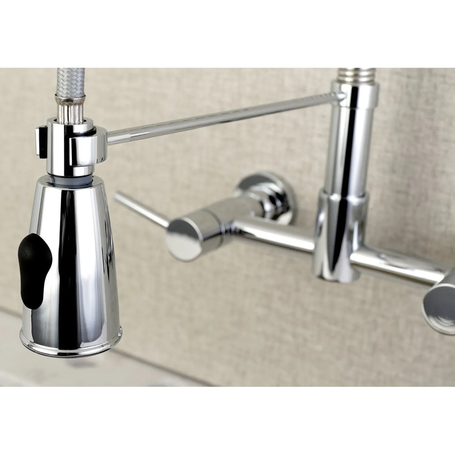 Hot Gourmetier Concord 2-Handle 2-Hole Wall Mount Pull-Down Kitchen Faucet Wall Mounted Kitchen Faucets