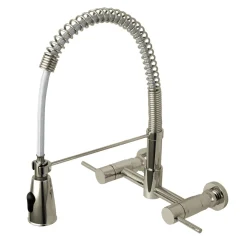Hot Gourmetier Concord 2-Handle 2-Hole Wall Mount Pull-Down Kitchen Faucet Wall Mounted Kitchen Faucets