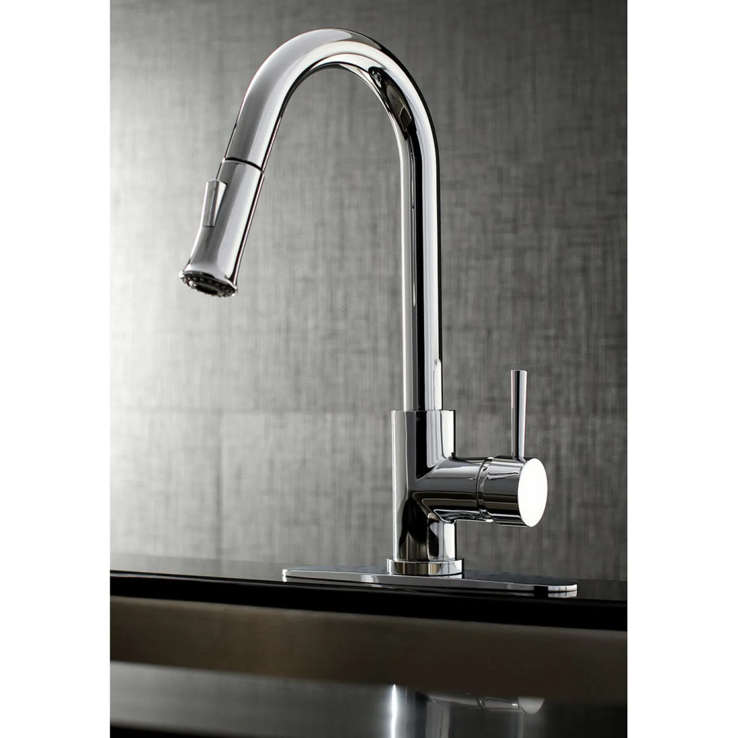 Sale Gourmetier Concord Single-Handle Kitchen Faucet with Pull-Down Sprayer Single Hole