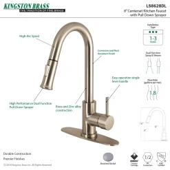 Sale Gourmetier Concord Single-Handle Kitchen Faucet with Pull-Down Sprayer Single Hole