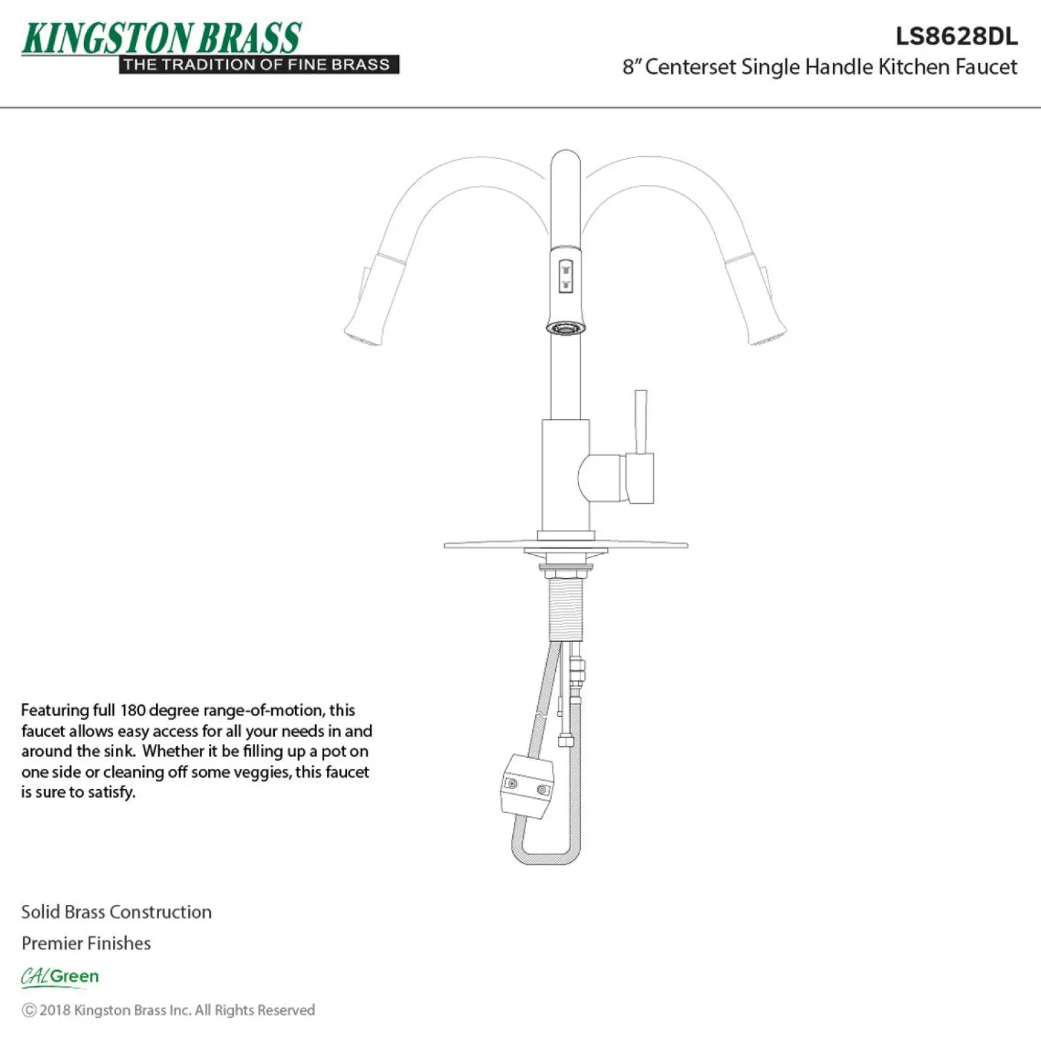 Sale Gourmetier Concord Single-Handle Kitchen Faucet with Pull-Down Sprayer Single Hole