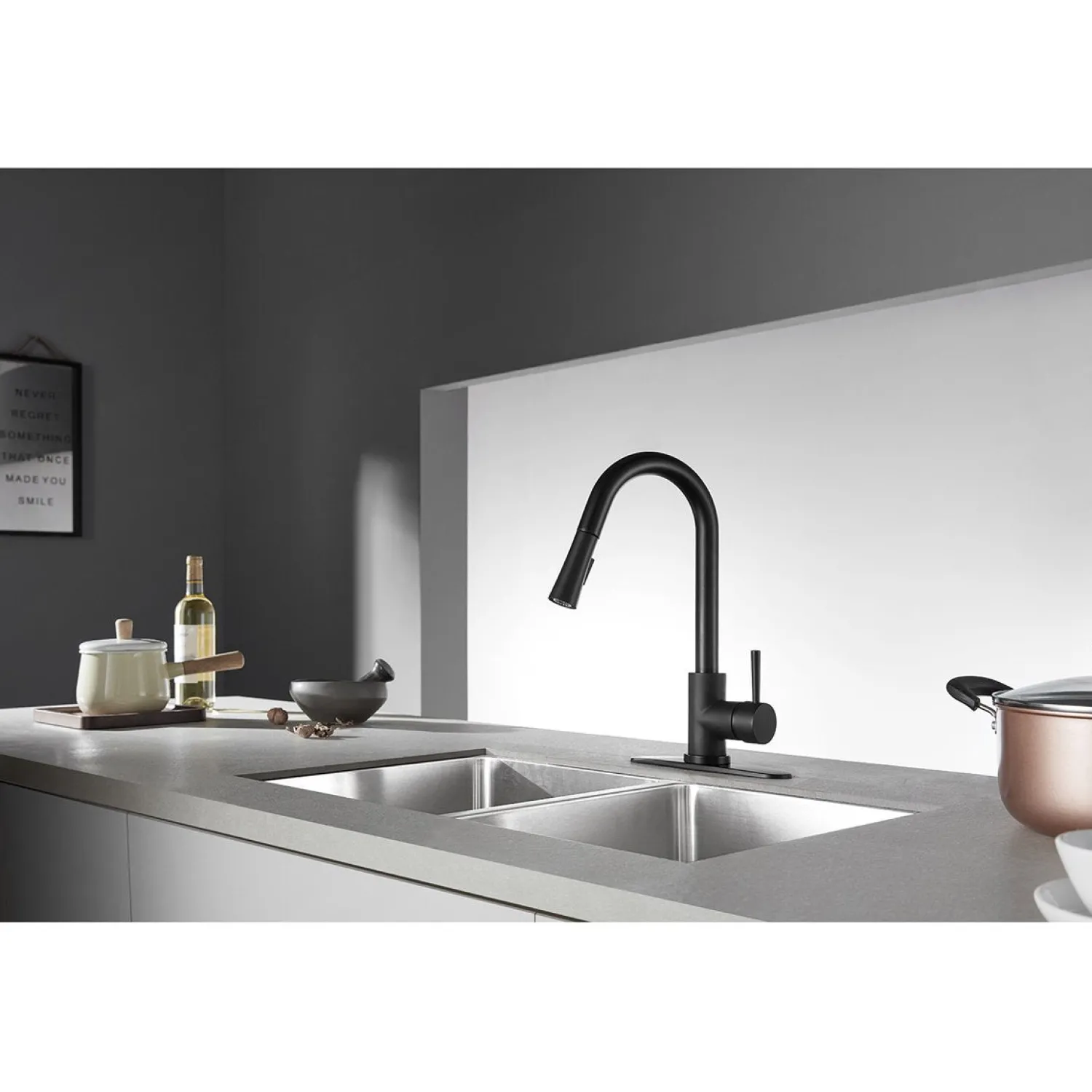 Sale Gourmetier Concord Single-Handle Kitchen Faucet with Pull-Down Sprayer Single Hole