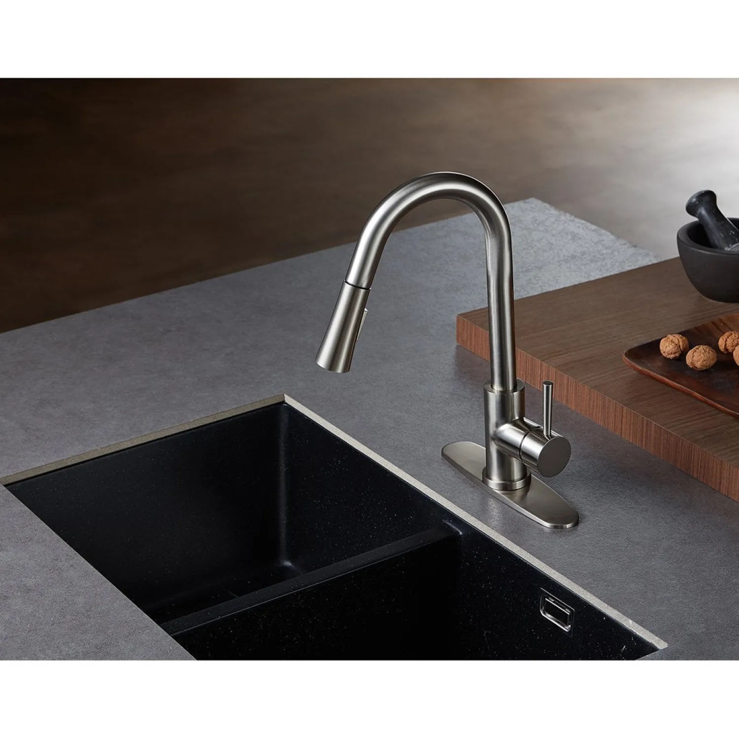 Sale Gourmetier Concord Single-Handle Kitchen Faucet with Pull-Down Sprayer Single Hole
