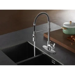 Gourmetier Continental Single-Hole Single-Handle Pre-Rinse Kitchen Faucet Single Hole|Commercial Style Faucets