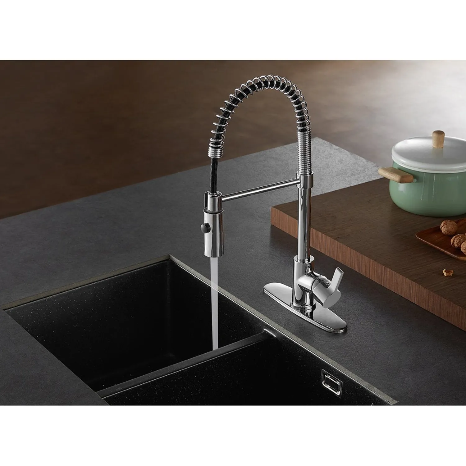 Gourmetier Continental Single-Hole Single-Handle Pre-Rinse Kitchen Faucet Single Hole|Commercial Style Faucets