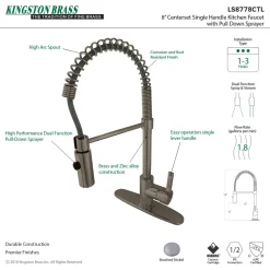 Gourmetier Continental Single-Hole Single-Handle Pre-Rinse Kitchen Faucet Single Hole|Commercial Style Faucets