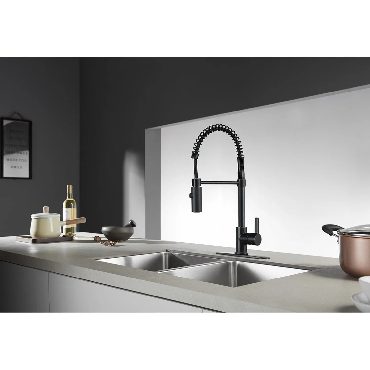 Gourmetier Continental Single-Hole Single-Handle Pre-Rinse Kitchen Faucet Single Hole|Commercial Style Faucets