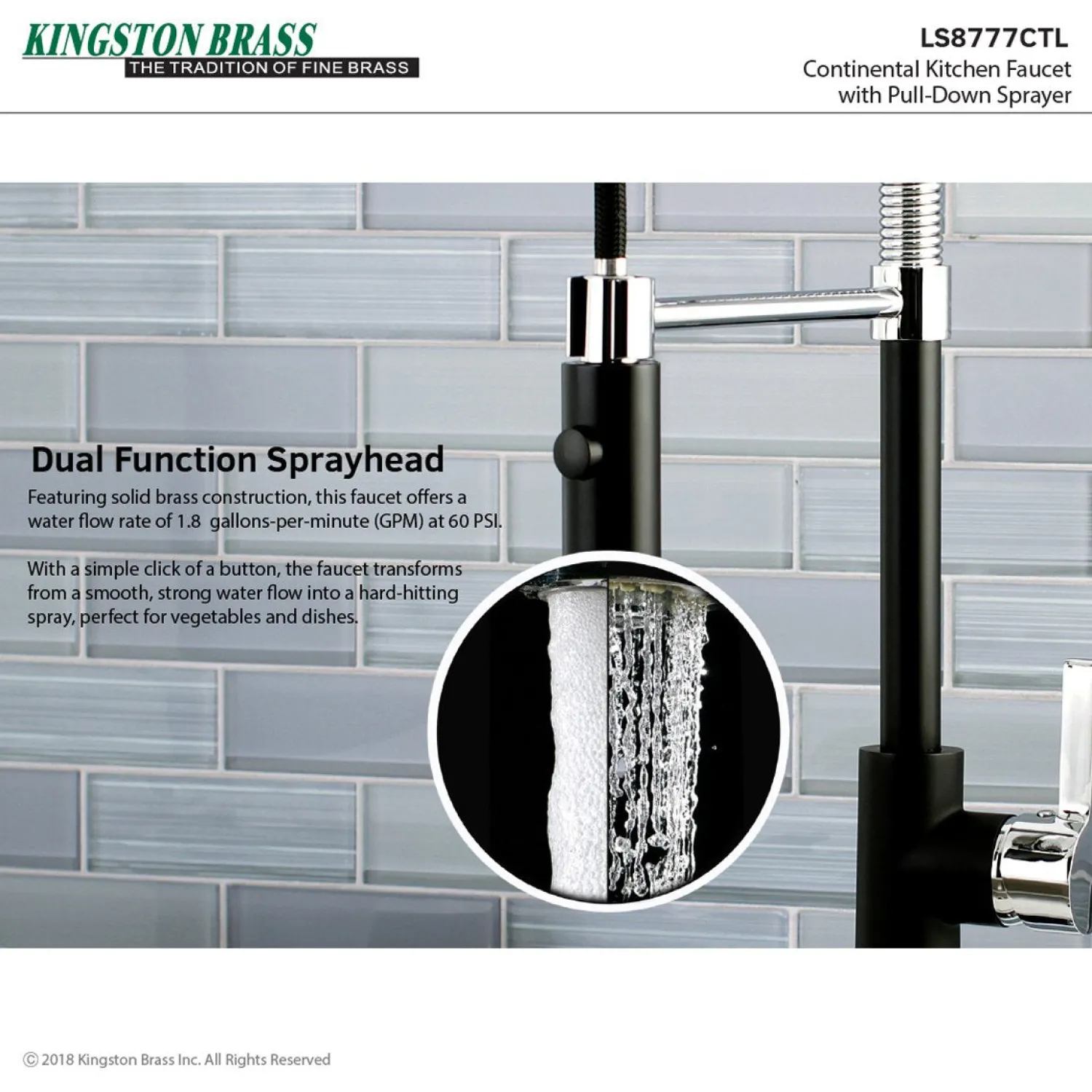 Gourmetier Continental Single-Hole Single-Handle Pre-Rinse Kitchen Faucet Single Hole|Commercial Style Faucets