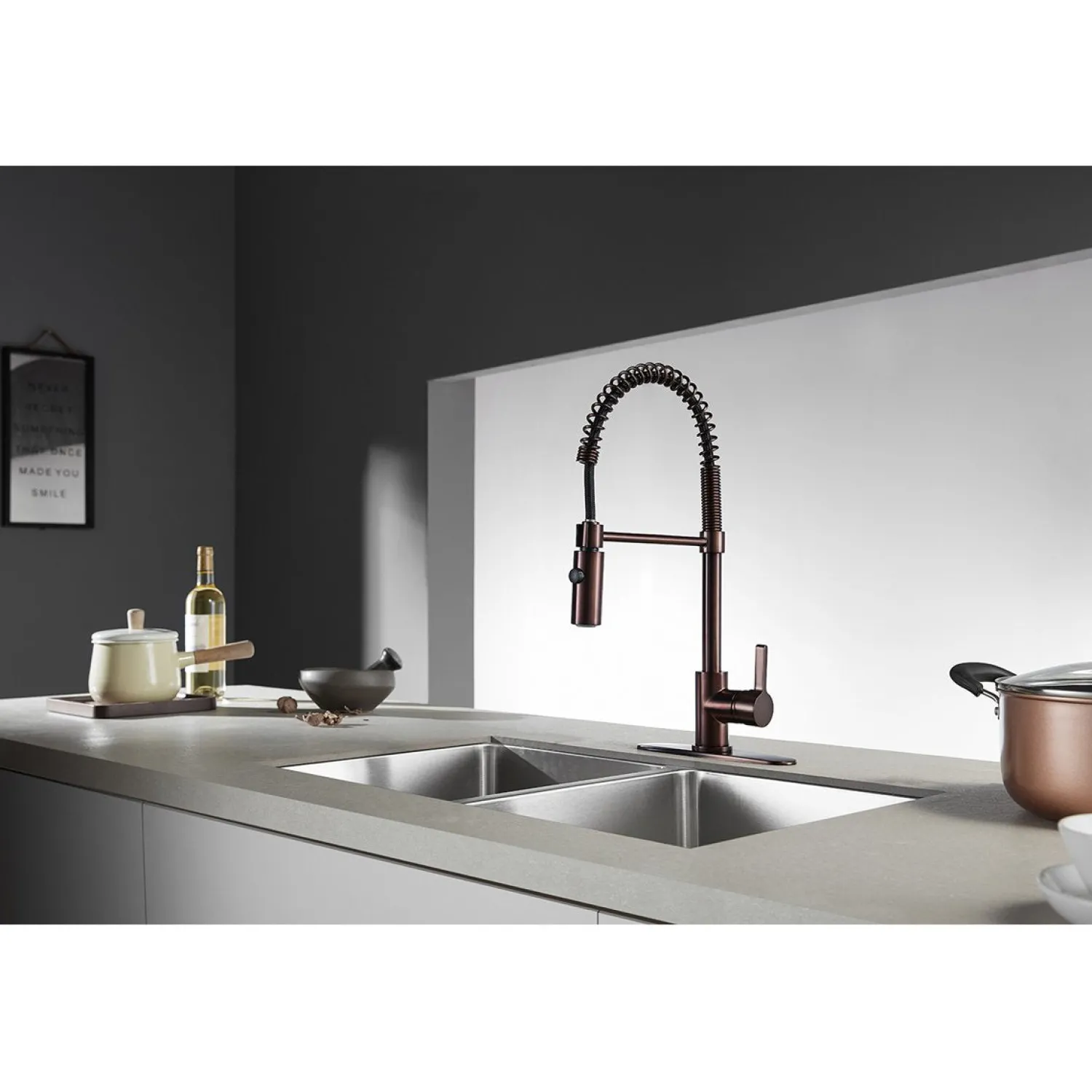 Gourmetier Continental Single-Hole Single-Handle Pre-Rinse Kitchen Faucet Single Hole|Commercial Style Faucets