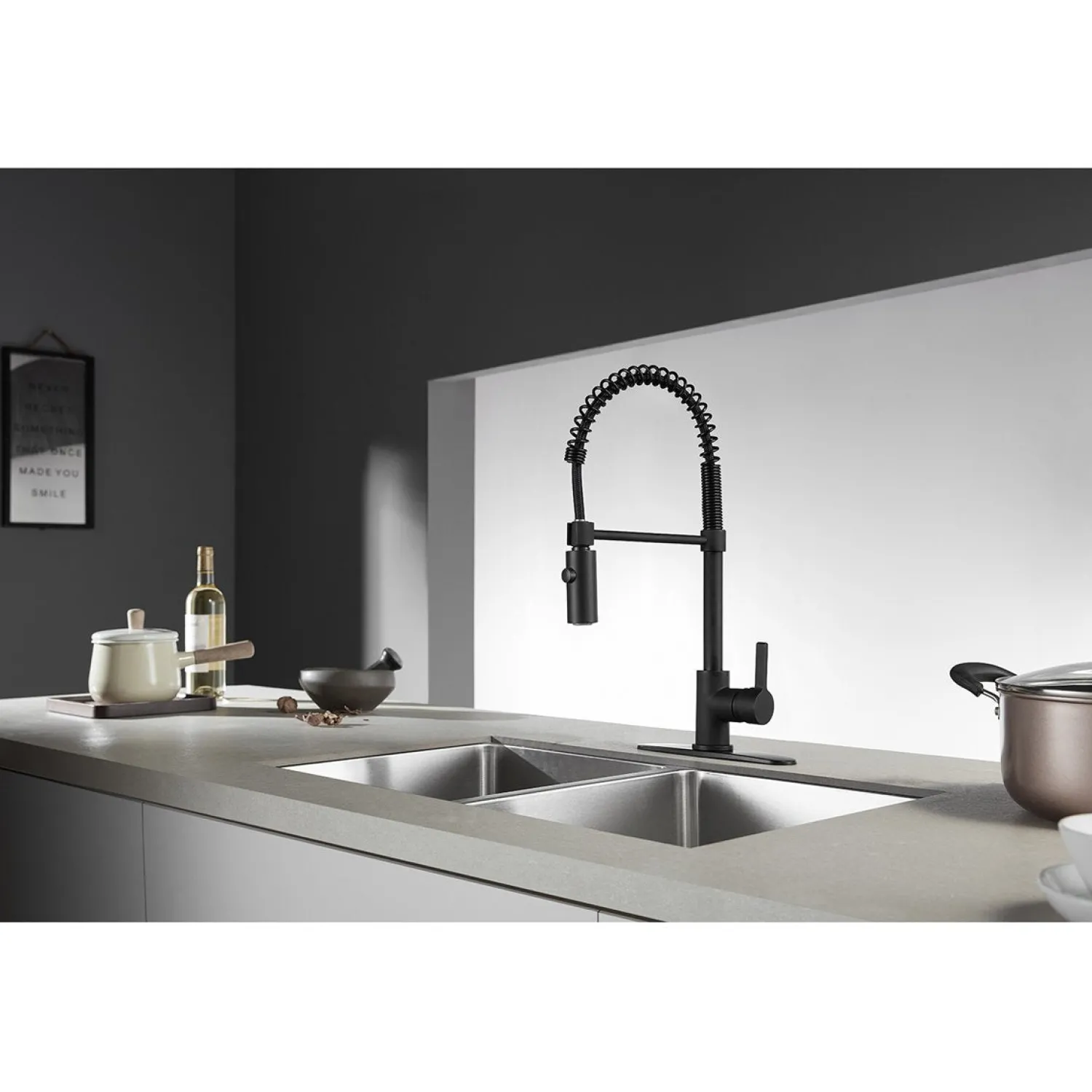 Gourmetier Continental Single-Hole Single-Handle Pre-Rinse Kitchen Faucet Single Hole|Commercial Style Faucets