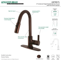 Best Gourmetier Continental Single-Handle Single-Hole Pull-Down Kitchen Faucet Single Hole