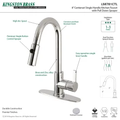 Best Gourmetier Continental Single-Handle Single-Hole Pull-Down Kitchen Faucet Single Hole