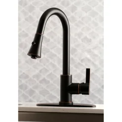 Clearance Gourmetier Continental Deck Mount Single-Handle Pull-Down Kitchen Faucet Single Hole