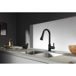 Clearance Gourmetier Continental Deck Mount Single-Handle Pull-Down Kitchen Faucet Single Hole