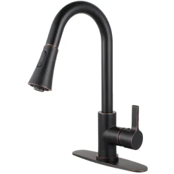 Clearance Gourmetier Continental Deck Mount Single-Handle Pull-Down Kitchen Faucet Single Hole