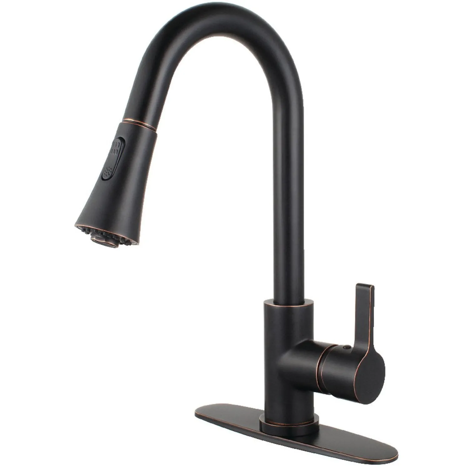 Clearance Gourmetier Continental Deck Mount Single-Handle Pull-Down Kitchen Faucet Single Hole