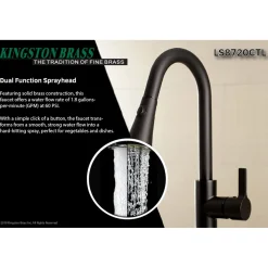 Clearance Gourmetier Continental Deck Mount Single-Handle Pull-Down Kitchen Faucet Single Hole