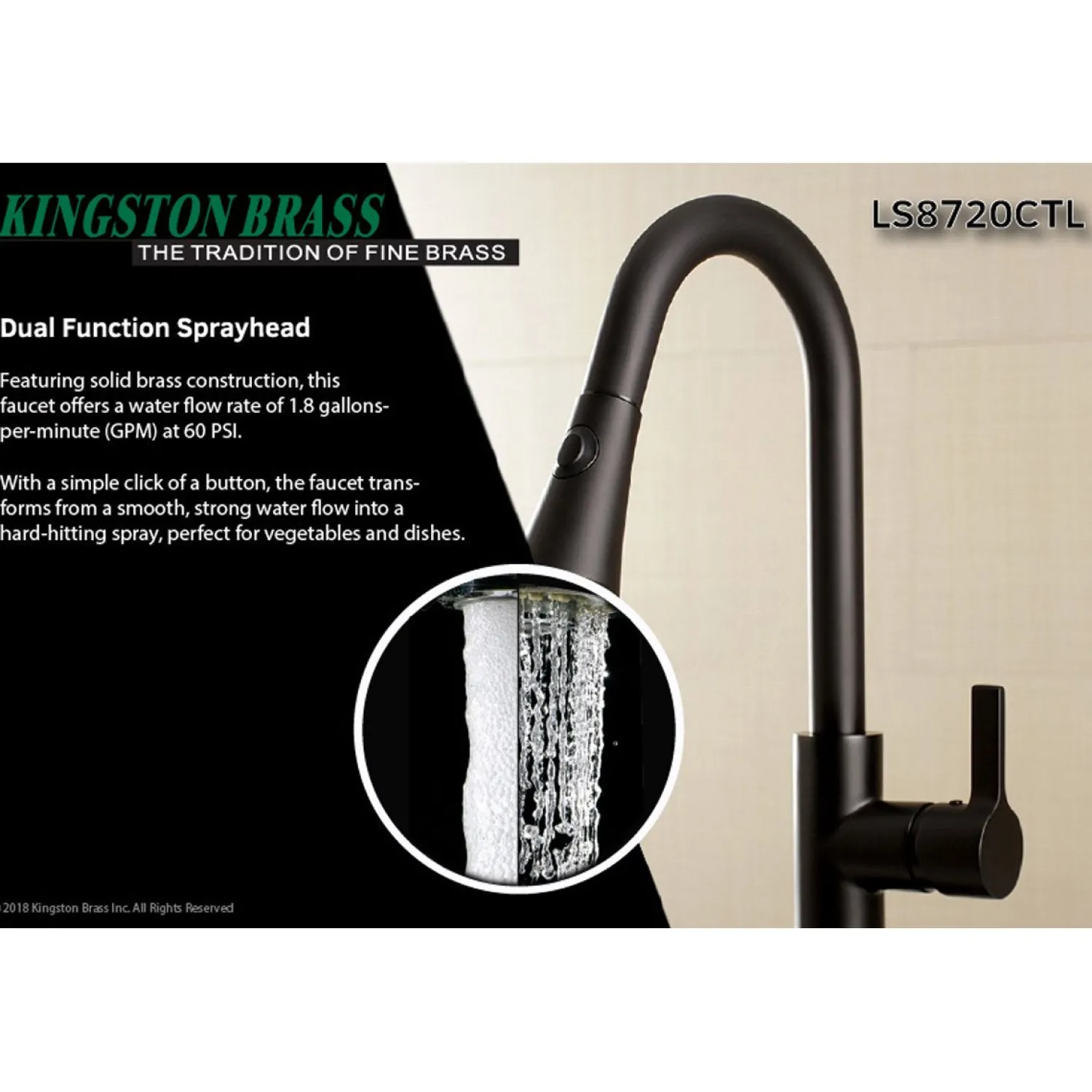 Clearance Gourmetier Continental Deck Mount Single-Handle Pull-Down Kitchen Faucet Single Hole