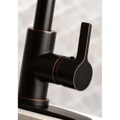 Clearance Gourmetier Continental Deck Mount Single-Handle Pull-Down Kitchen Faucet Single Hole