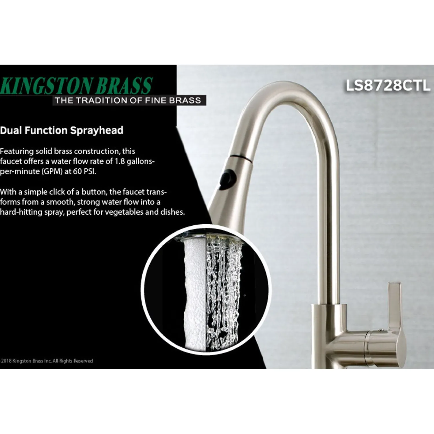 Clearance Gourmetier Continental Deck Mount Single-Handle Pull-Down Kitchen Faucet Single Hole