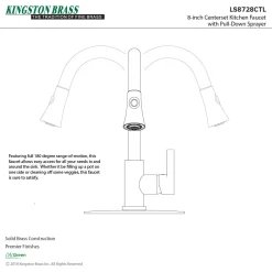 Clearance Gourmetier Continental Deck Mount Single-Handle Pull-Down Kitchen Faucet Single Hole