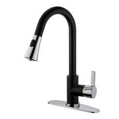 Clearance Gourmetier Continental Deck Mount Single-Handle Pull-Down Kitchen Faucet Single Hole