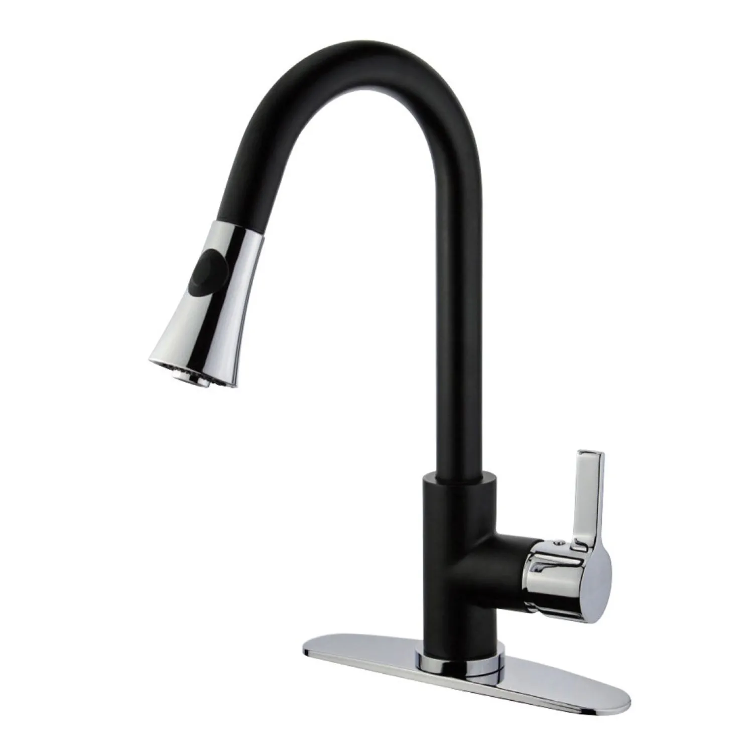 Clearance Gourmetier Continental Deck Mount Single-Handle Pull-Down Kitchen Faucet Single Hole