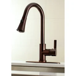 Clearance Gourmetier Continental Deck Mount Single-Handle Pull-Down Kitchen Faucet Single Hole
