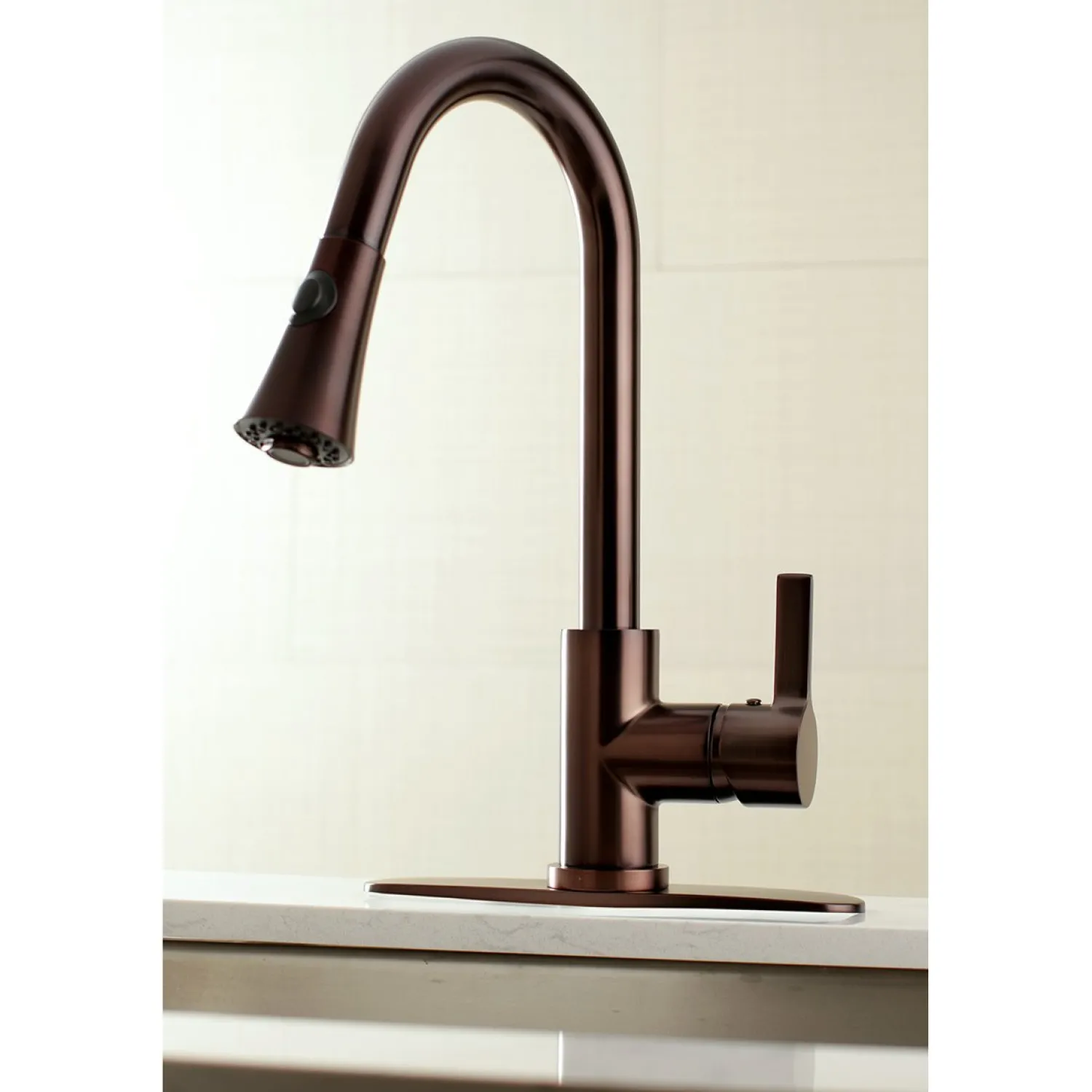 Clearance Gourmetier Continental Deck Mount Single-Handle Pull-Down Kitchen Faucet Single Hole