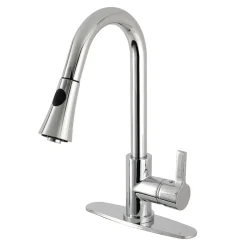 Clearance Gourmetier Continental Deck Mount Single-Handle Pull-Down Kitchen Faucet Single Hole