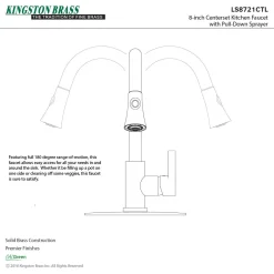 Clearance Gourmetier Continental Deck Mount Single-Handle Pull-Down Kitchen Faucet Single Hole