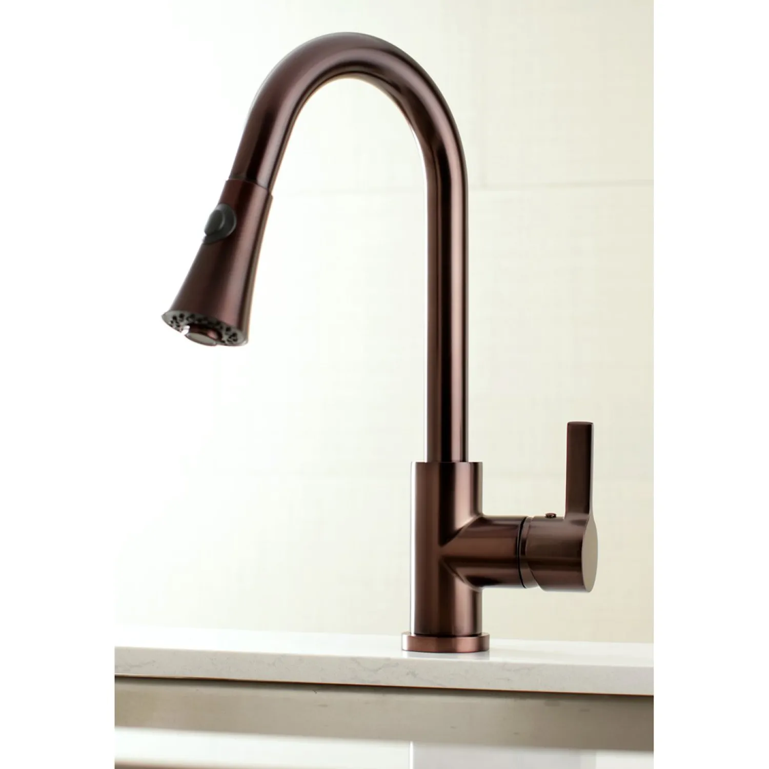 Clearance Gourmetier Continental Deck Mount Single-Handle Pull-Down Kitchen Faucet Single Hole