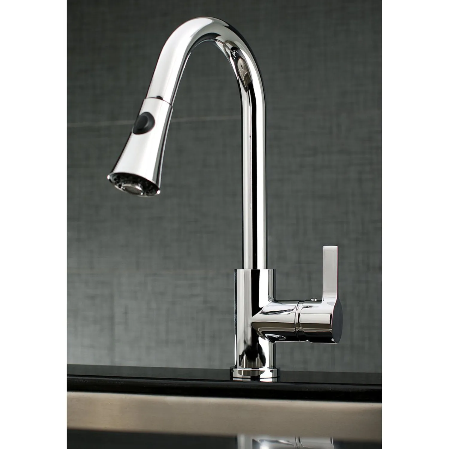 Clearance Gourmetier Continental Deck Mount Single-Handle Pull-Down Kitchen Faucet Single Hole