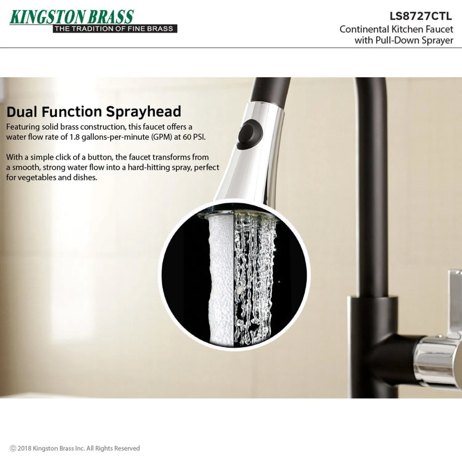 Clearance Gourmetier Continental Deck Mount Single-Handle Pull-Down Kitchen Faucet Single Hole