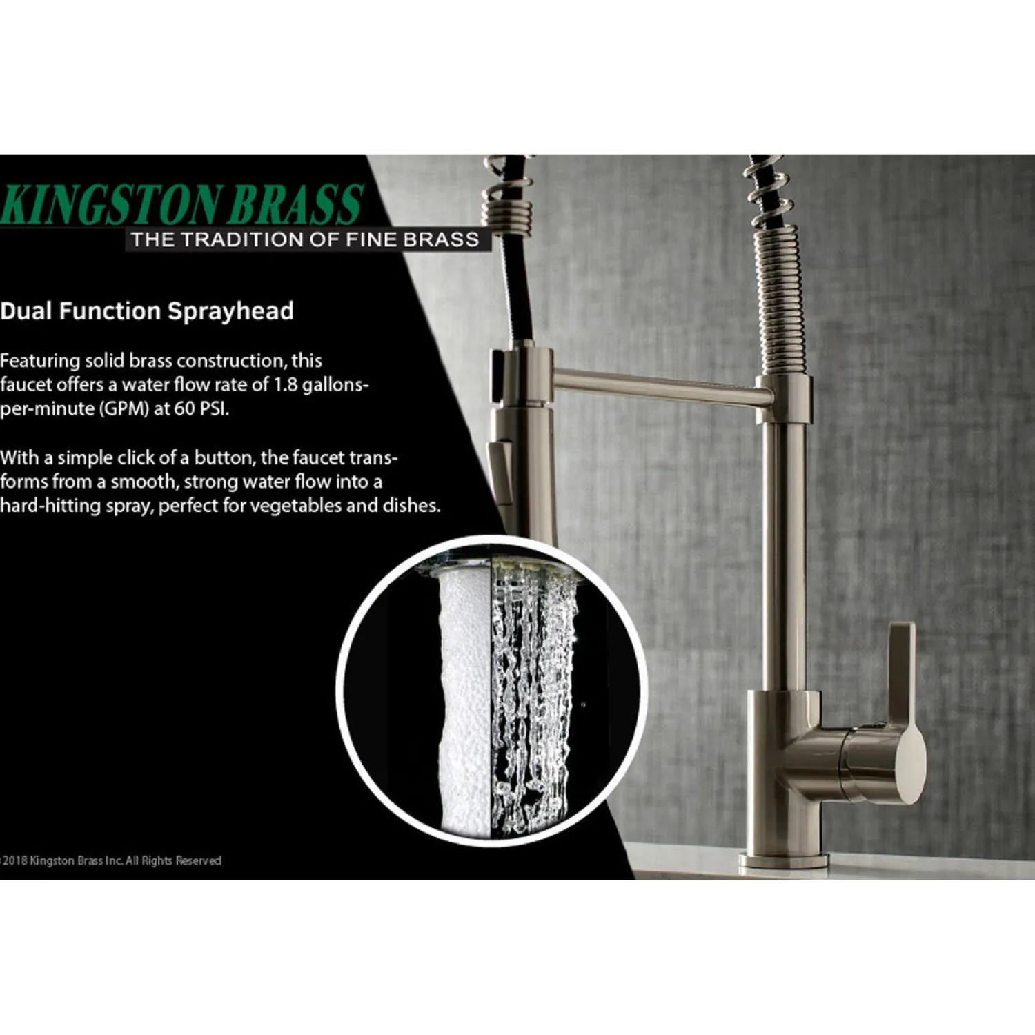 Online Gourmetier Continental Single-Handle Pull-Down Kitchen Faucet Single Hole
